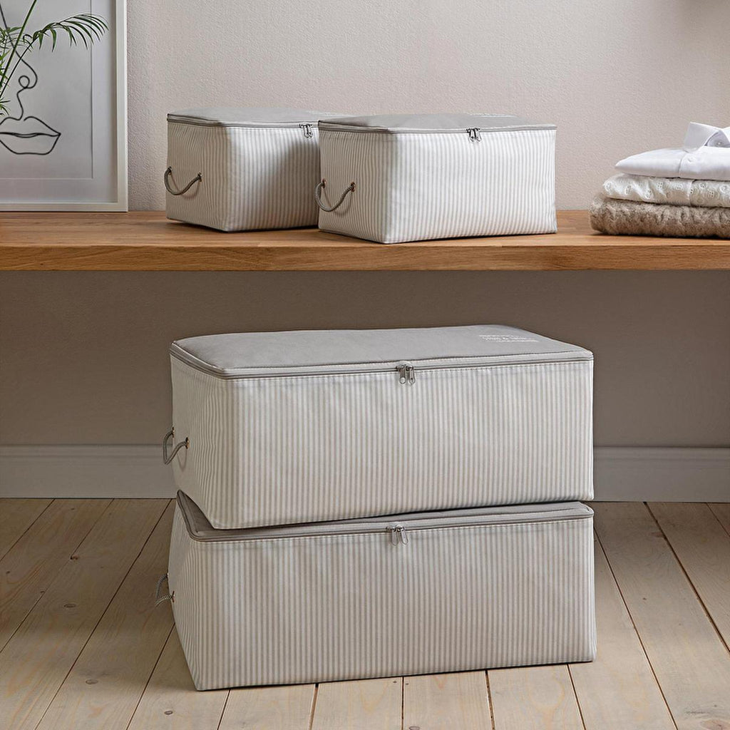 Ocean Home 4-Piece Gray Collapsible Storage Basket Set for Home Organization