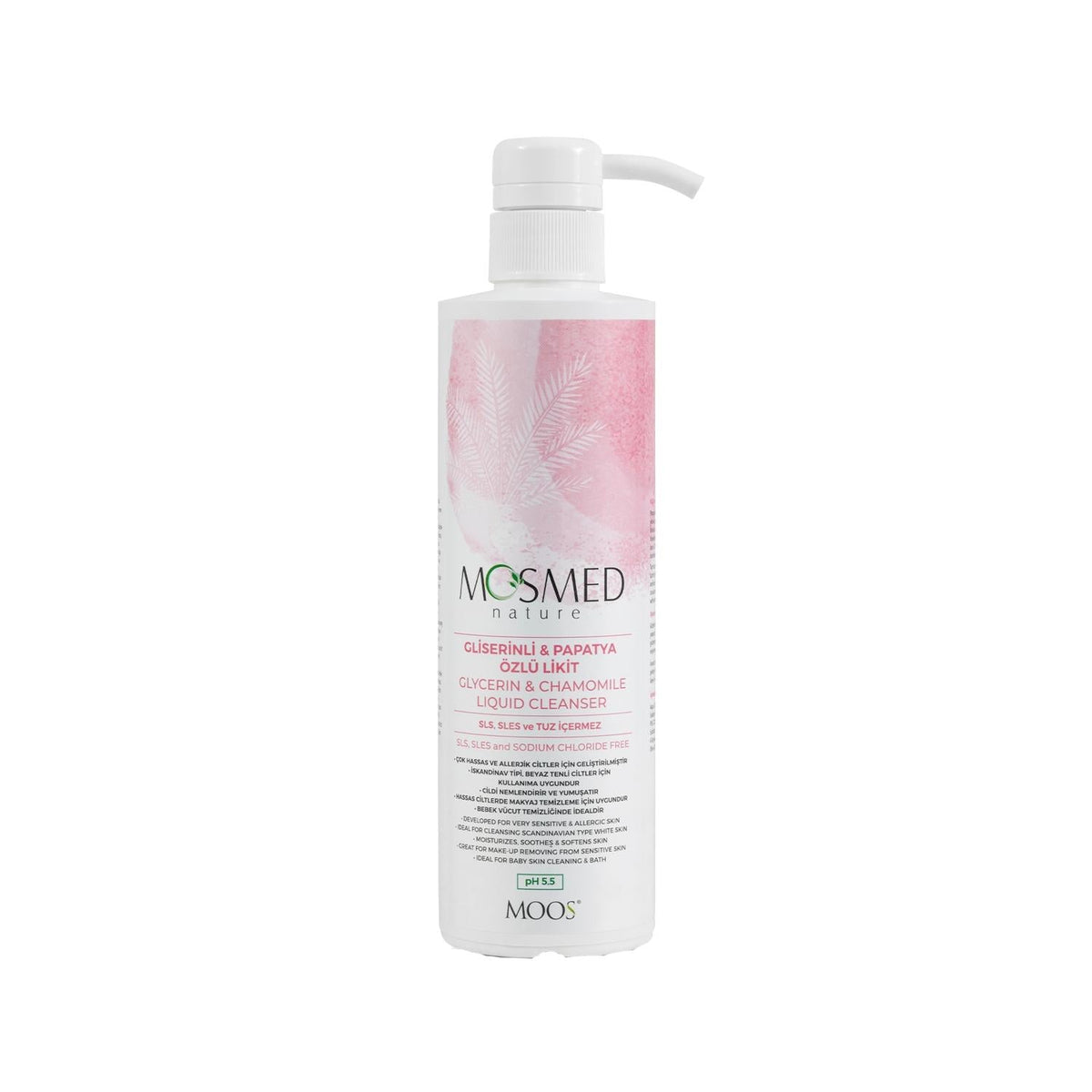 Moos Liquid Cleanser for Sensitive Skin with Glycerin and Chamomile - Soothing, Gentle, 13.53 fl oz