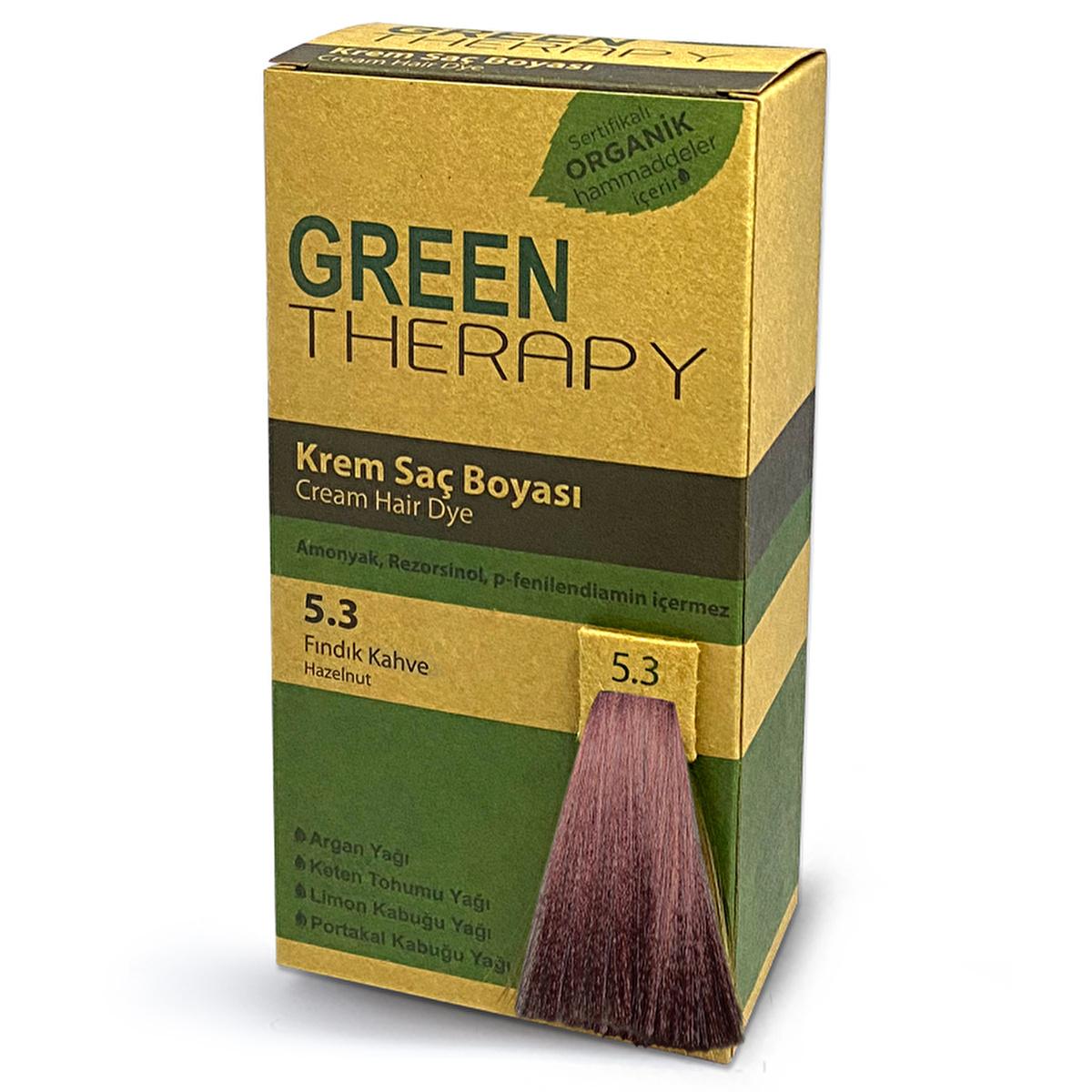 Green Therapy Natural Hair Dye - Ammonia-Free, Argan Oil Infused, Nourishing Hair Color for Gray Coverage