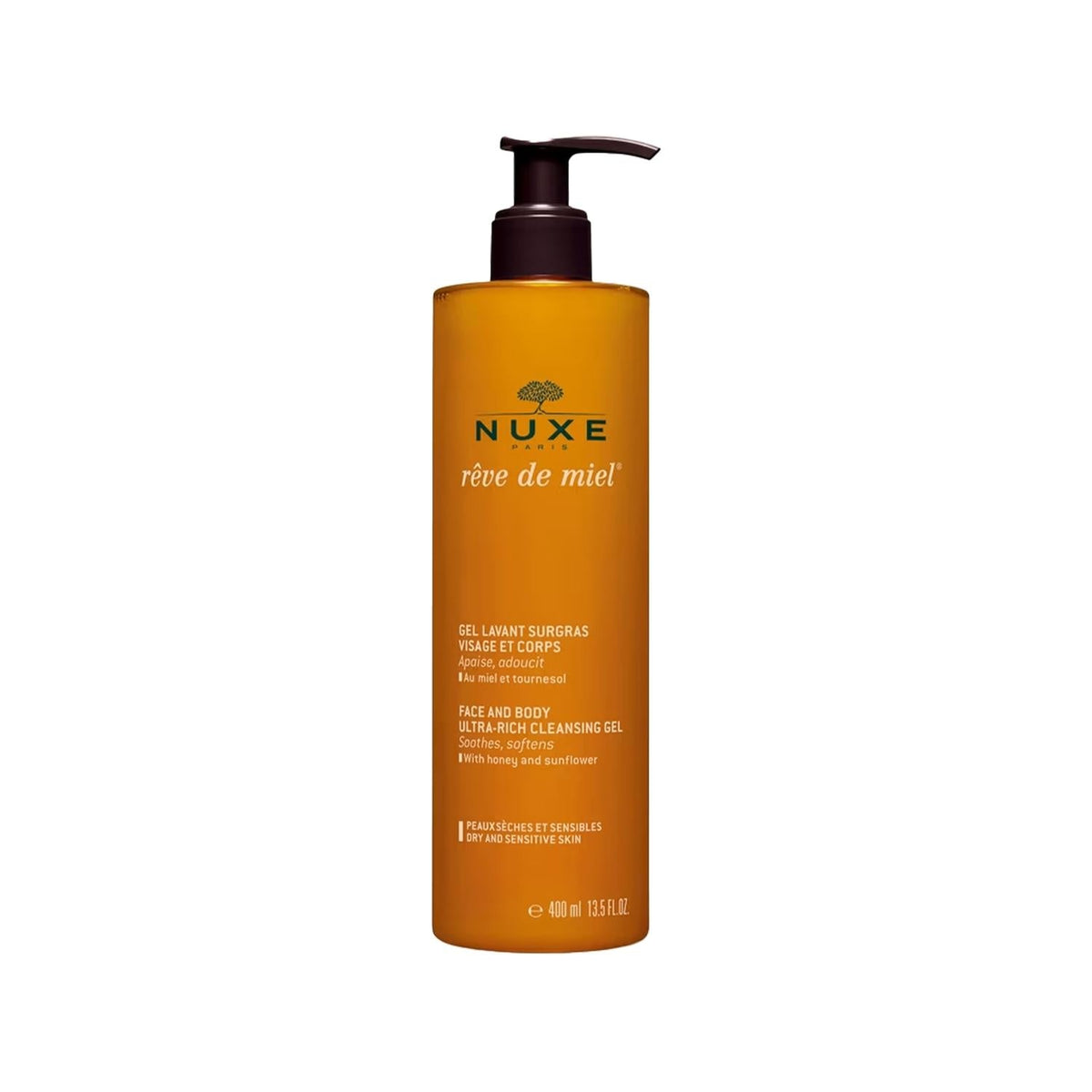Nuxe Ultra-Rich Cleansing Gel - 400ml Face and Body Wash for Dry, Sensitive Skin - Hydrating Skincare