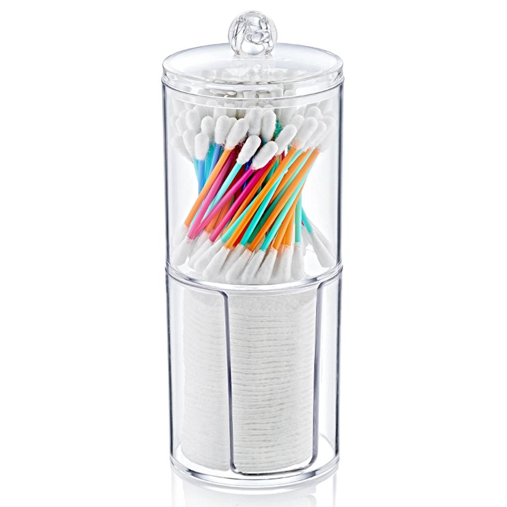 Eklips Two-Tier Cotton Pad Holder Clear Vanity Organizer