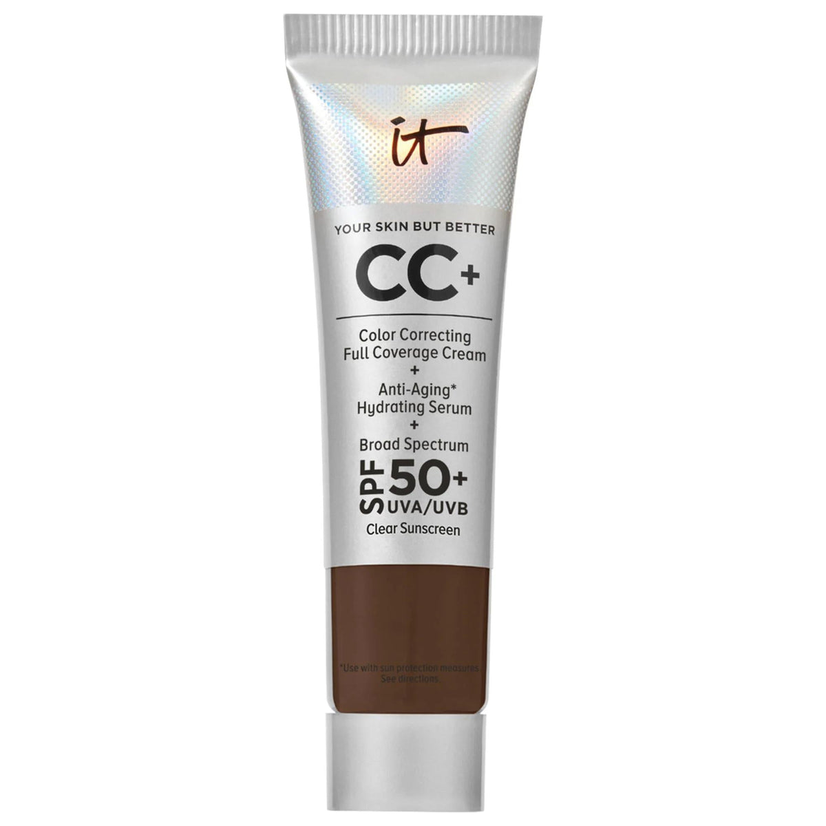 IT Cosmetics CC+ Cream Full Coverage Color Correcting Foundation SPF 50+: Hydrating, Anti-Aging, Natural Finish, Covers Redness, Acne Scars