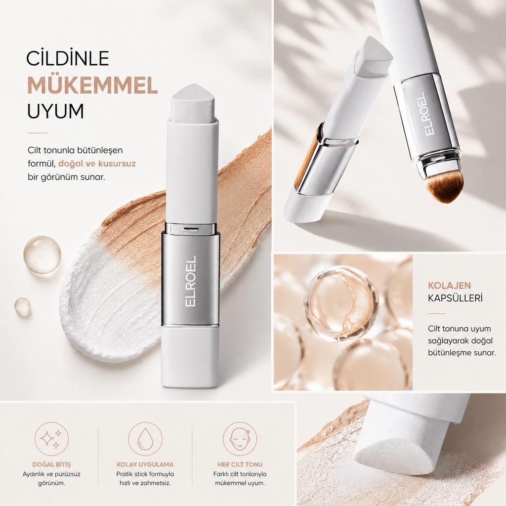 Elroel Blanc Cover Cream Stick Foundation Medium 12g