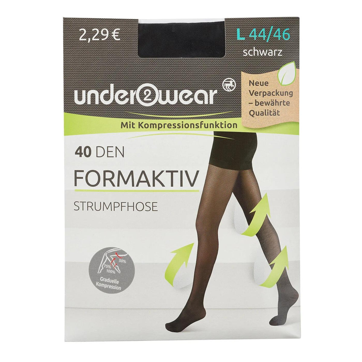 Underwear 40 Denier Black Support Tights - Size 44-46