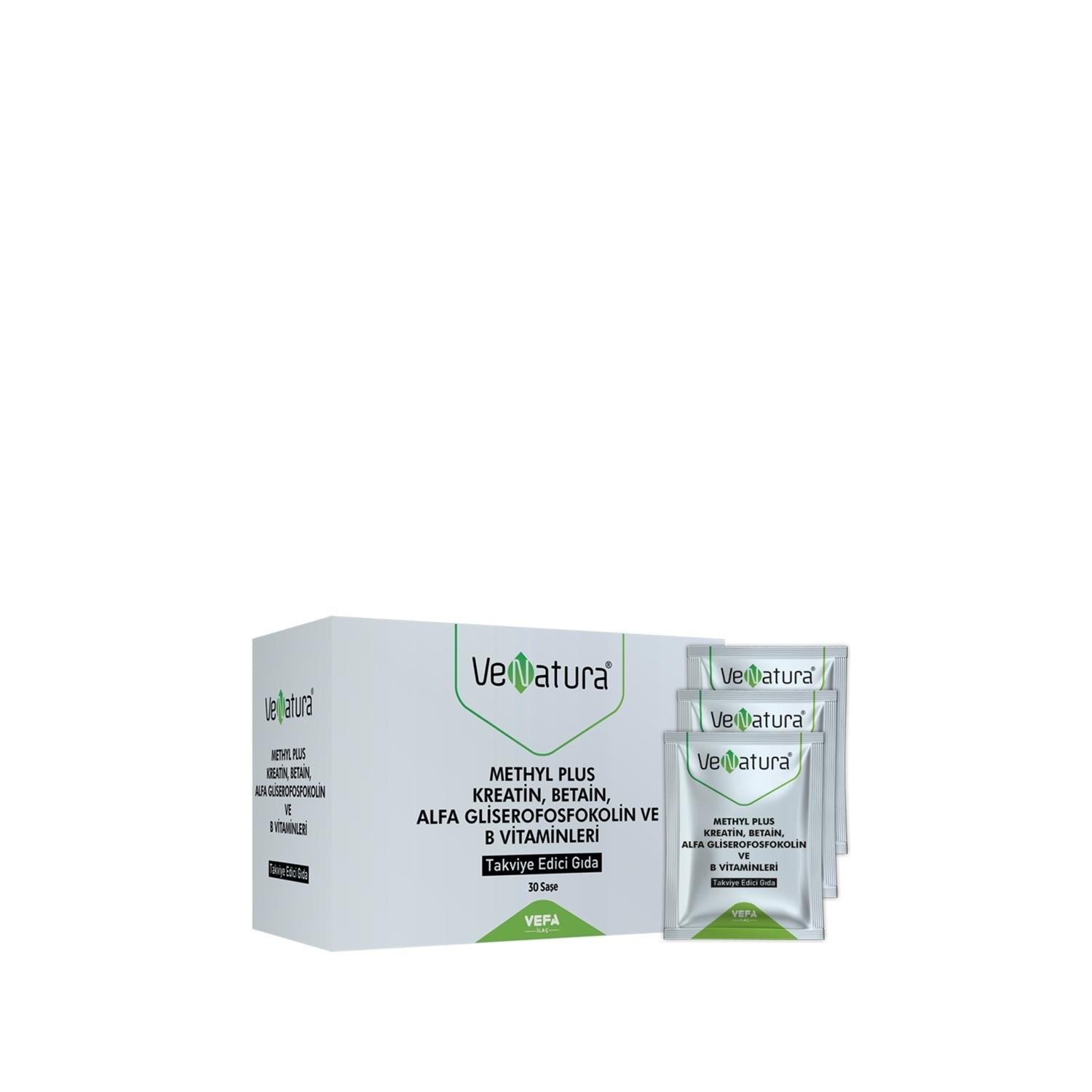 VeNatura Methyl Plus: Creatine, Betaine, Alpha GPC & B Vitamins - Performance, Cognitive - 30 Sachets
