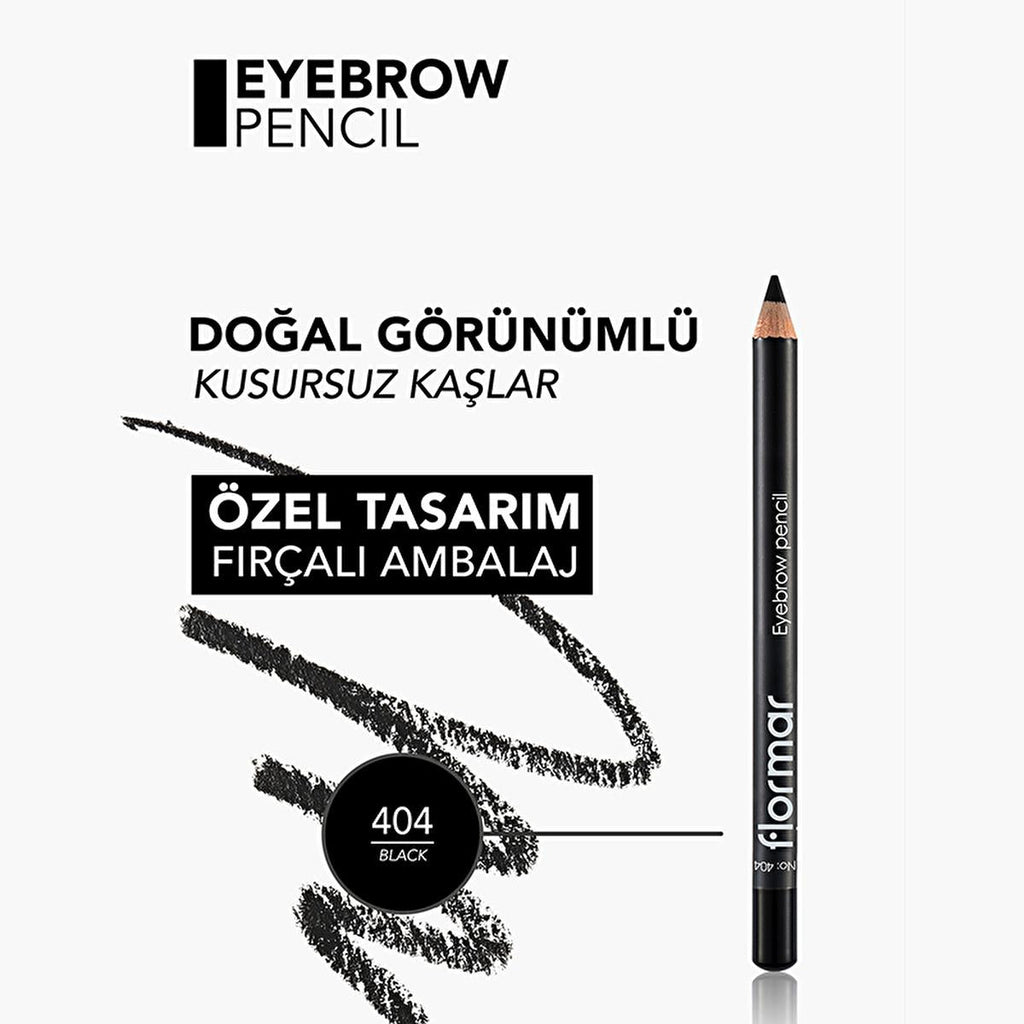 Flormar Eyebrow Pencil - Natural, Long-Lasting Eyebrow Makeup with Built-in Brush