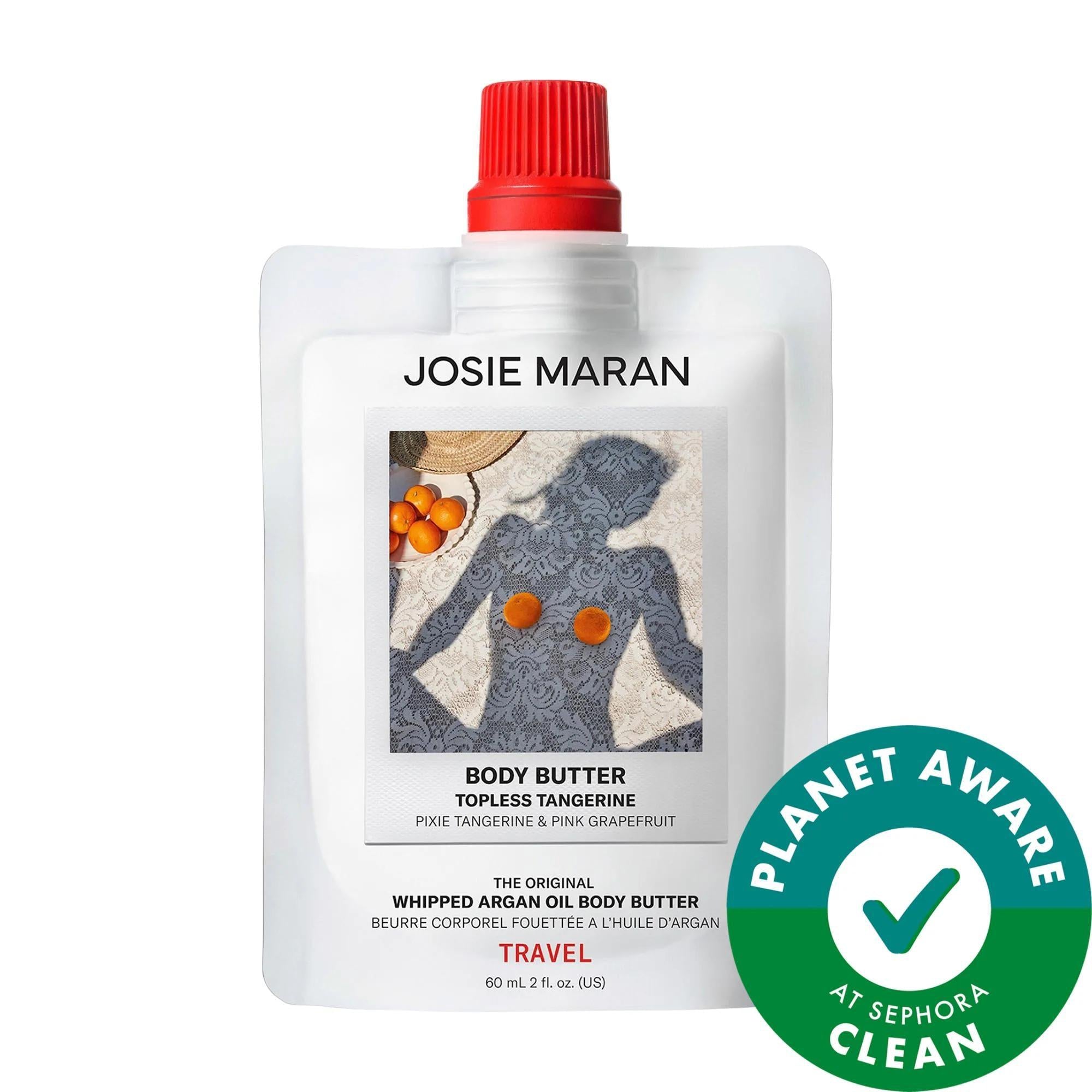 Josie Maran Whipped Argan Oil Firming Body Butter Jar - Natural Hydrating Body Care With Refillable Amber Glass