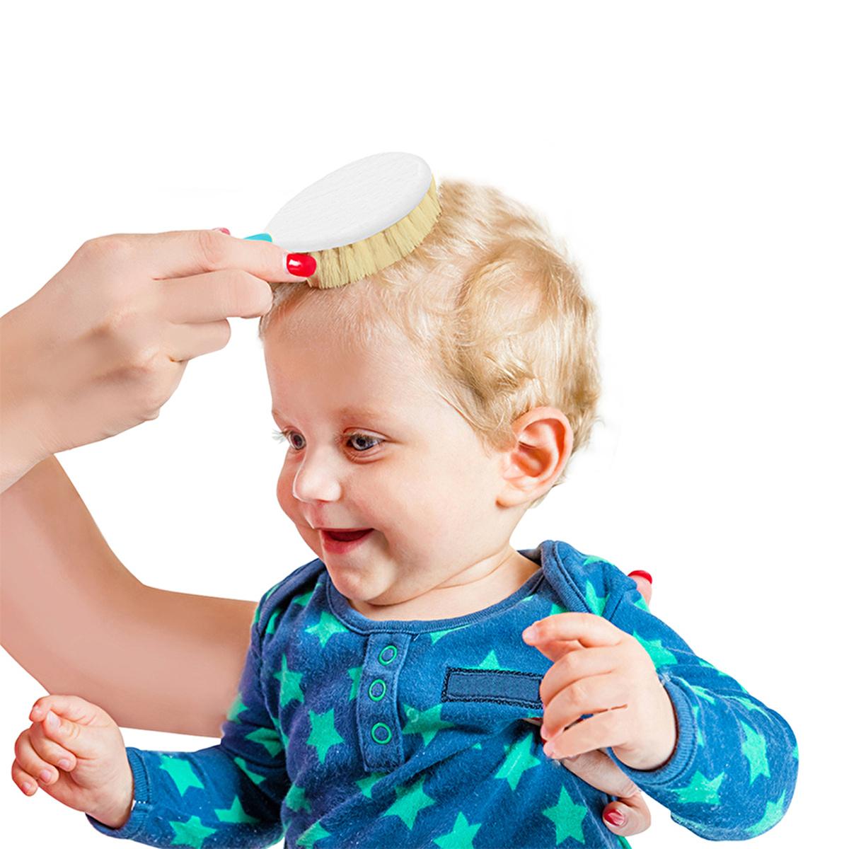 Babyjem Natural Bristle Baby Hair Brush and Comb Set - Gentle Detangling for Infants