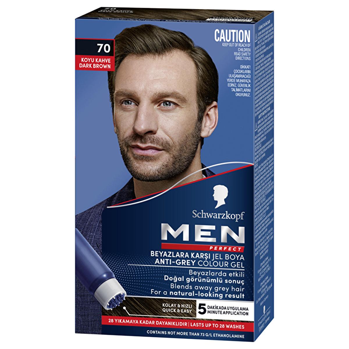 Men Perfect 70 Dark Brown Hair Dye - Men's Hair Dye for Grey Hair Coverage