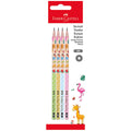 Faber Castell 2B Pencils - Set of 4 'Sevimli Dostlar' - Smooth Writing, Break-Resistant, Eco-Friendly Lead Pencils for School, Art & More