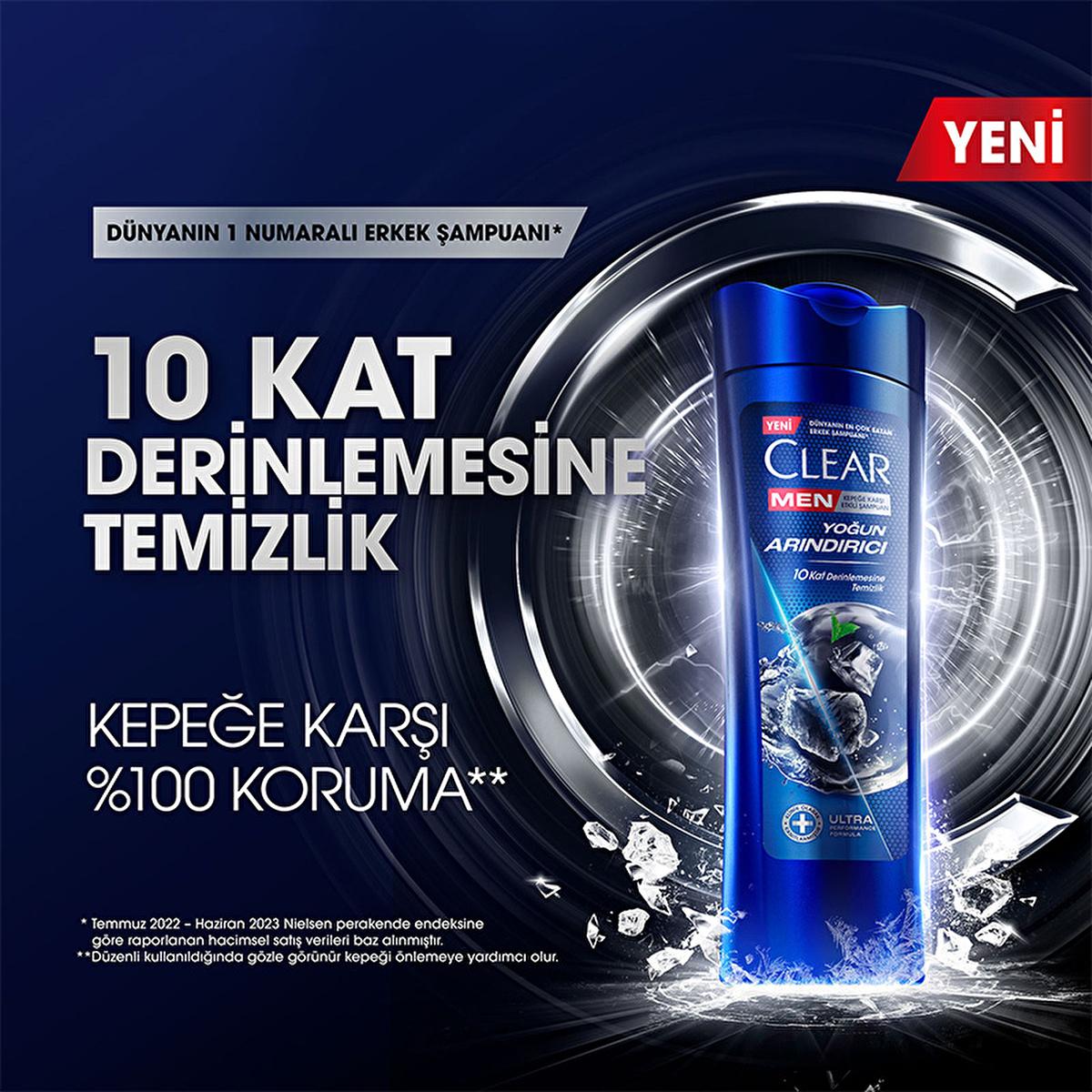 Clear Men: Intense Clean Anti-Dandruff Charcoal Shampoo - Deeply Cleanses Oily, Itchy Scalp & Controls Dandruff for Men - 11.83 fl oz