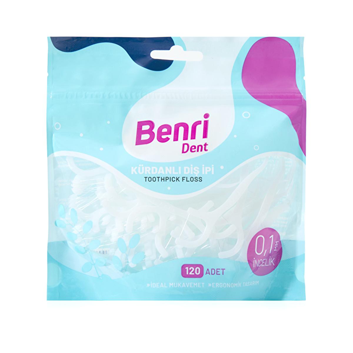 Benri Dent Dental Floss with Picks - 120 Count, Effective Interdental Cleaning for Oral Hygiene