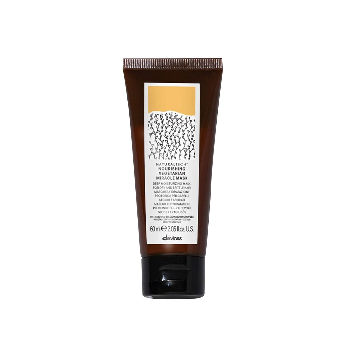 Davines Naturaltech Nourishing Vegetarian Miracle Mask 60 ml - Organic Hair Mask for Dry or Damaged Hair