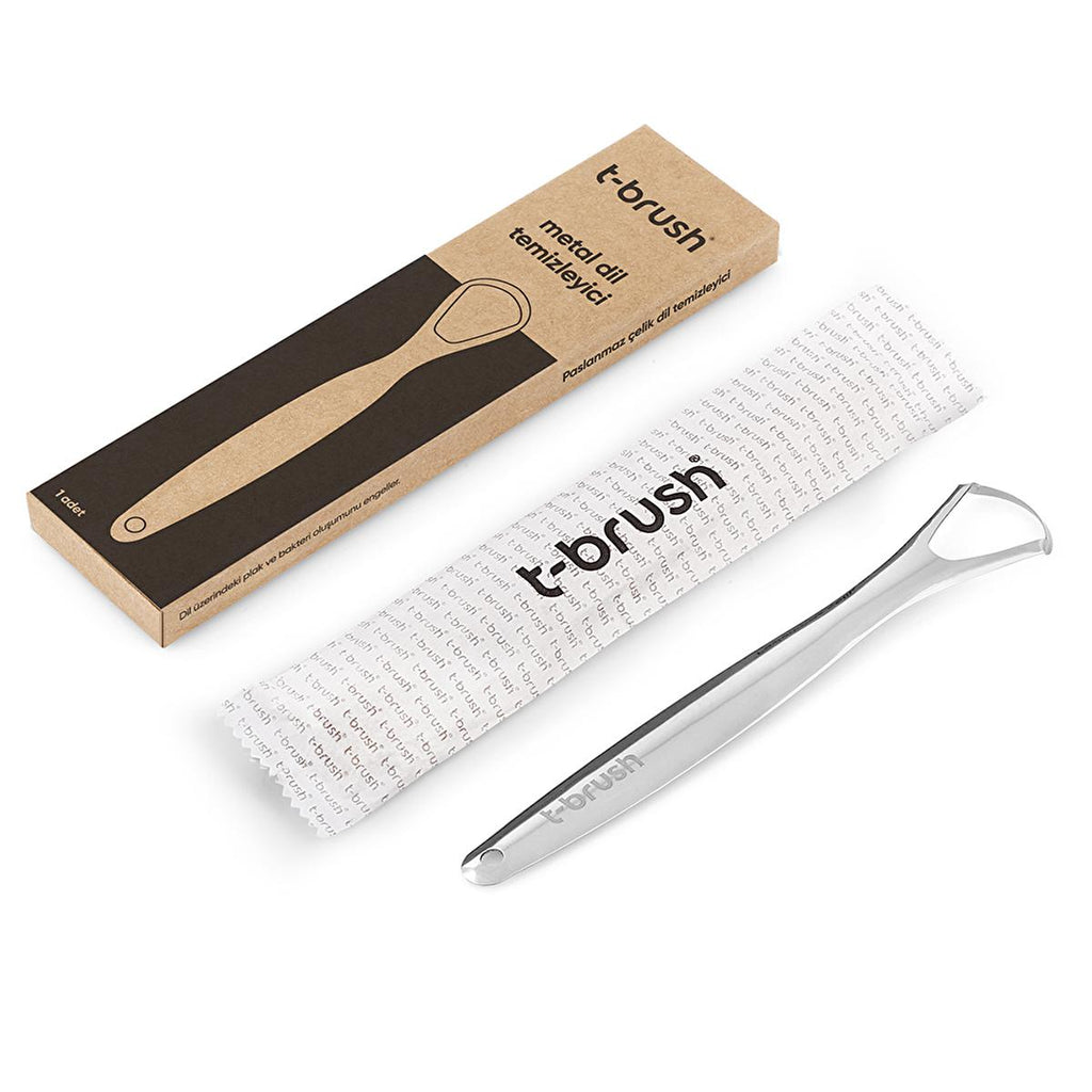T-Brush Stainless Steel Tongue Scraper for Oral Hygiene & Fresh Breath