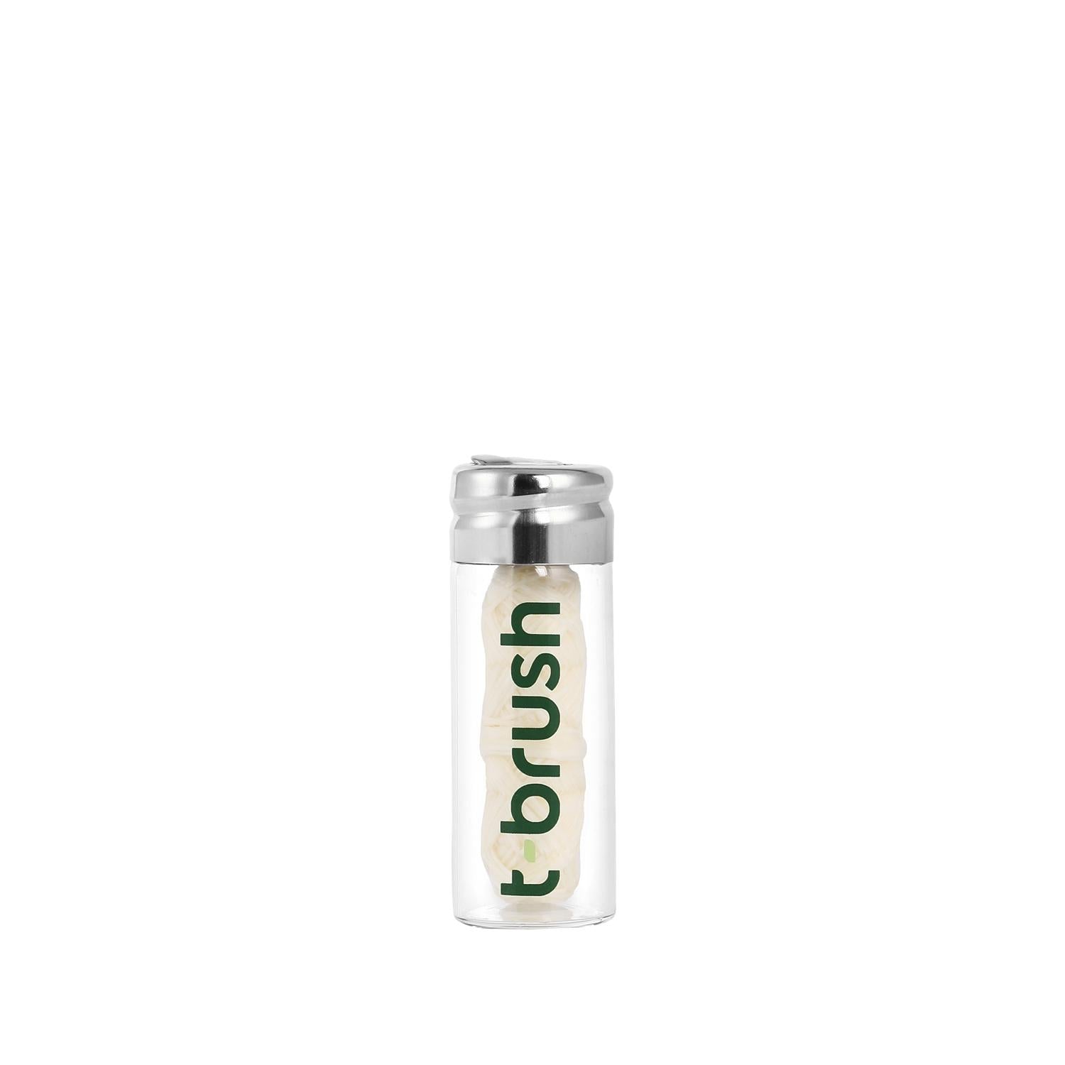 T-Brush Mint Flavored Dental Floss in Glass Container - Eco-Friendly Oral Hygiene Solution