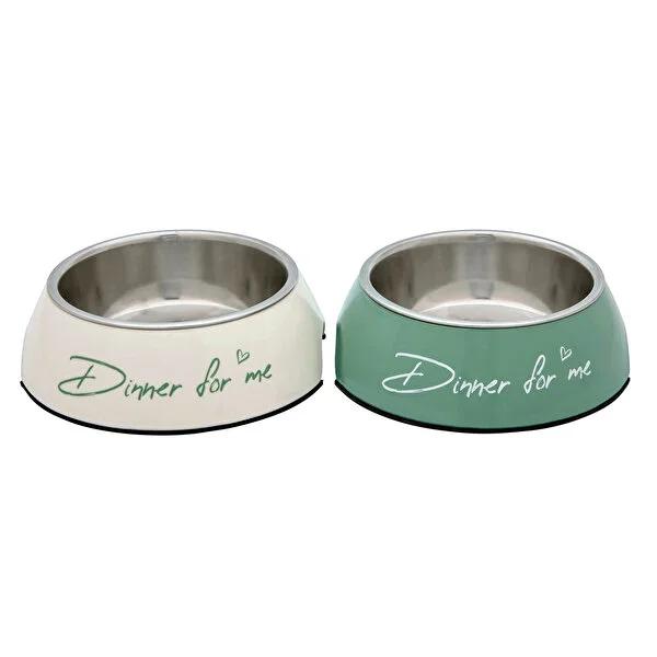 Ideenwelt: Non-Slip Stainless Steel Pet Food Bowl Set (160ml) - Easy Clean, Durable Melamine Base for Small Dogs & Cats