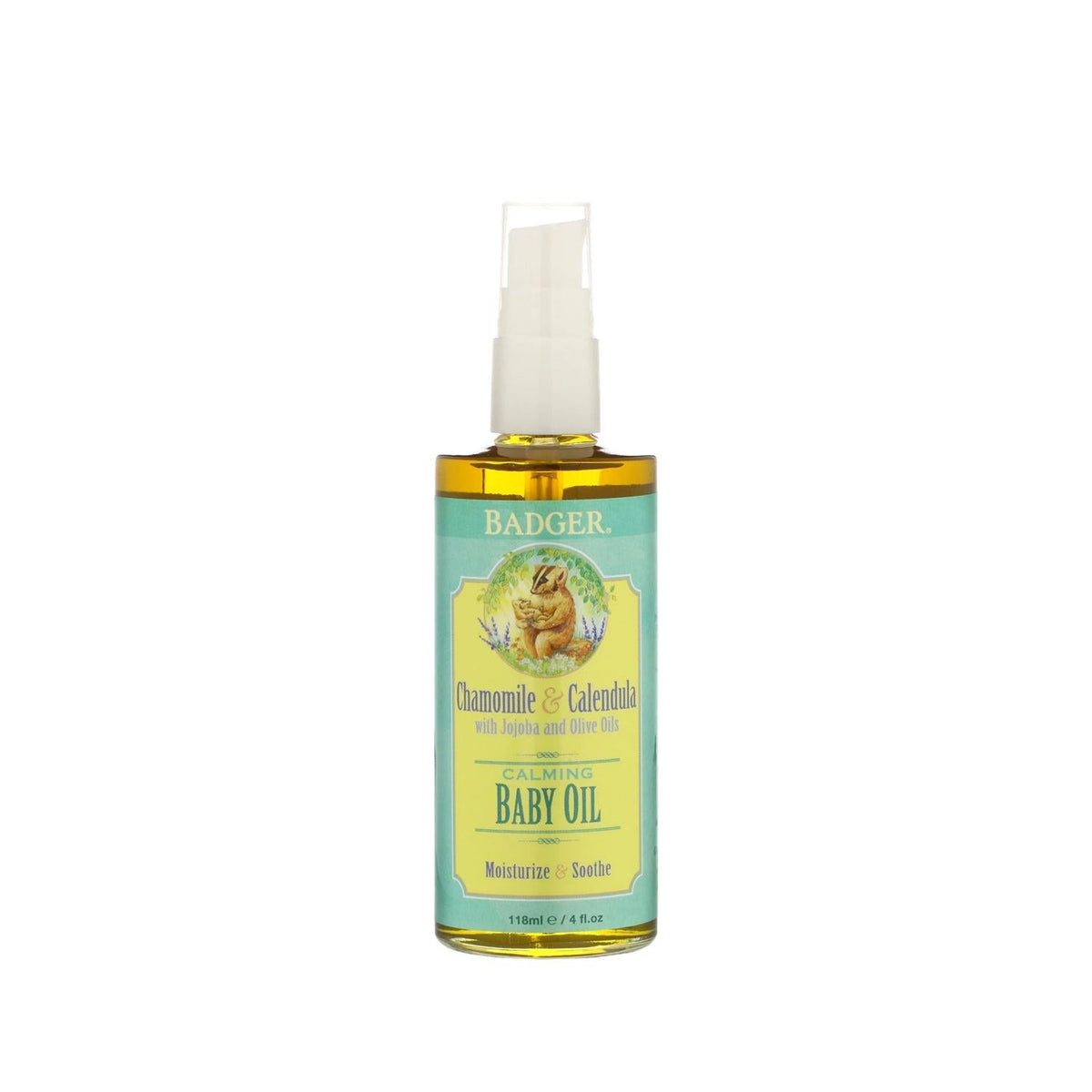 Badger Baby Oil 118ml - Natural & Gentle Baby Skin Care for Newborns & Infants