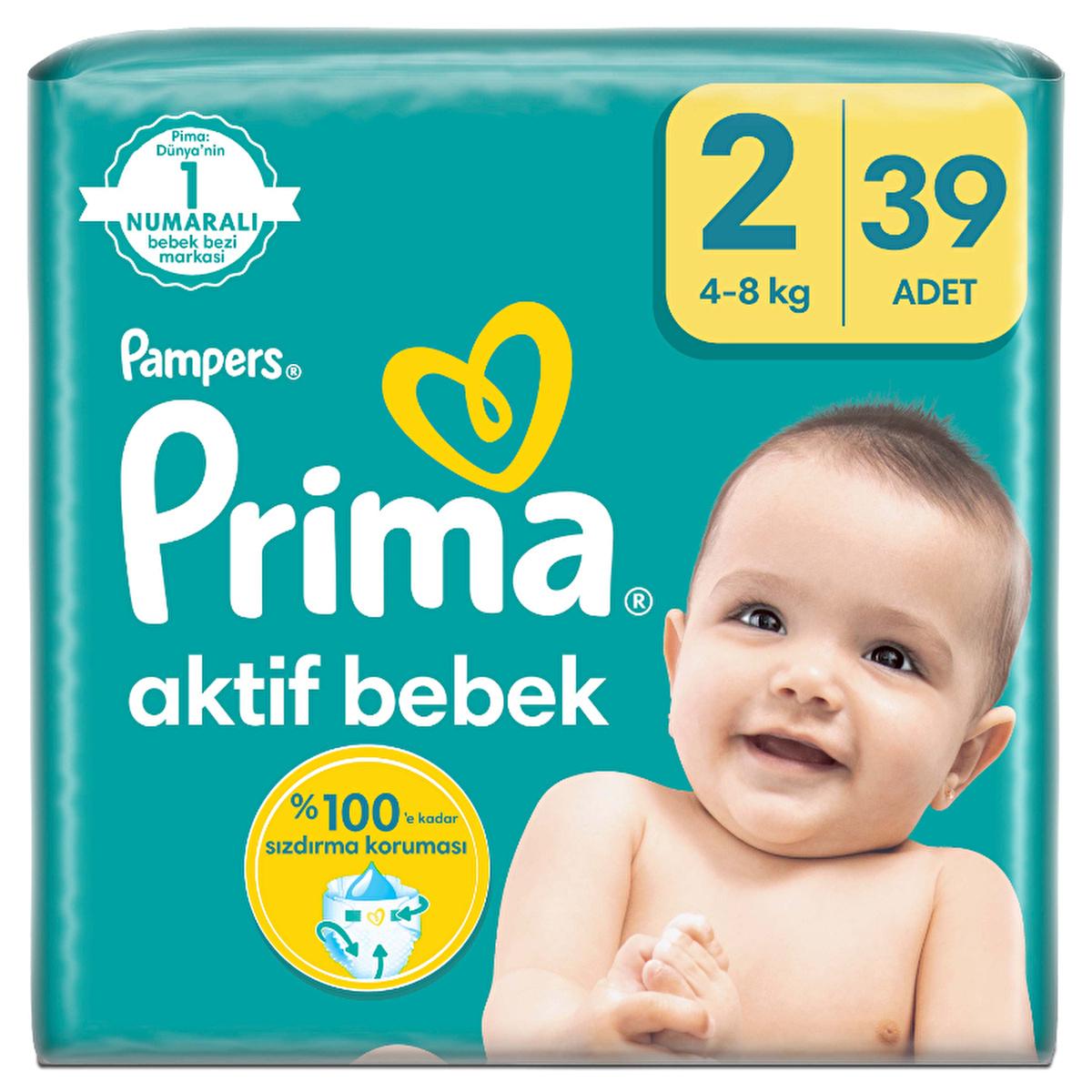 Prima Pampers Active Baby Diapers Size 2, 39 Count - Leakproof & Dermatologically Tested