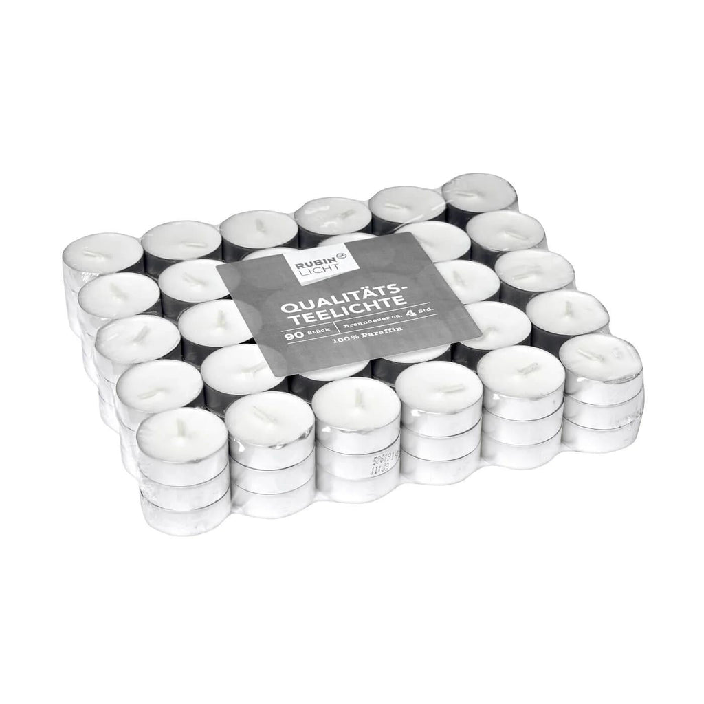 Rubin Licht White Tealight Candles 4-Hour Burn 90-Pack
