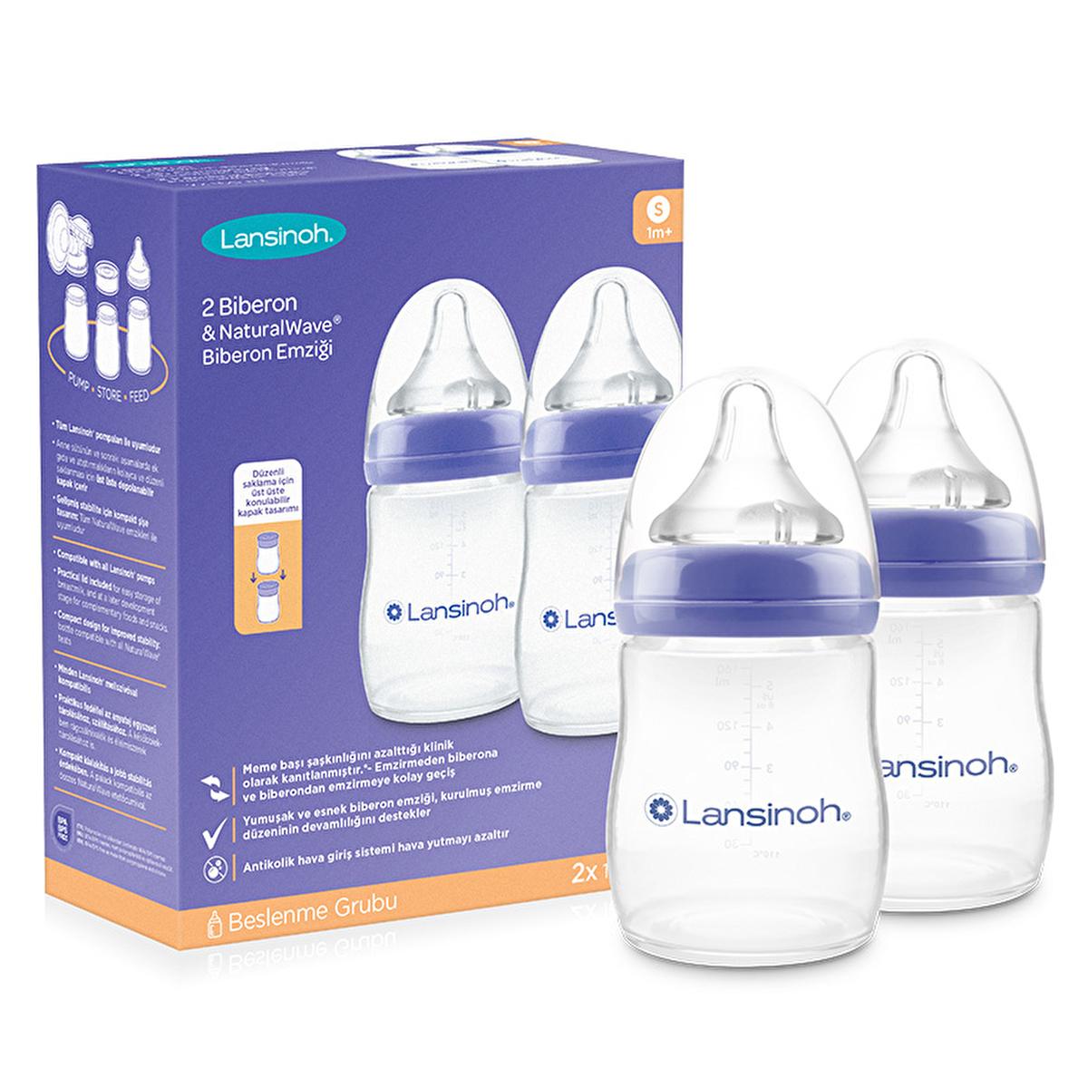 Lansinoh BPA Free Baby Bottle with NaturalWave Nipple - 160ml, Supports Easy Breastfeeding Transition