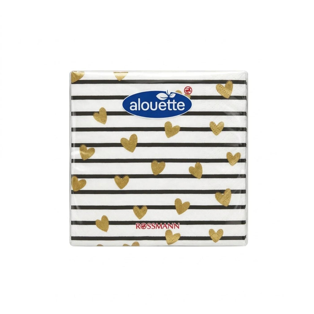 Alouette Gold Heart Spring Cocktail Napkins 20 Count
