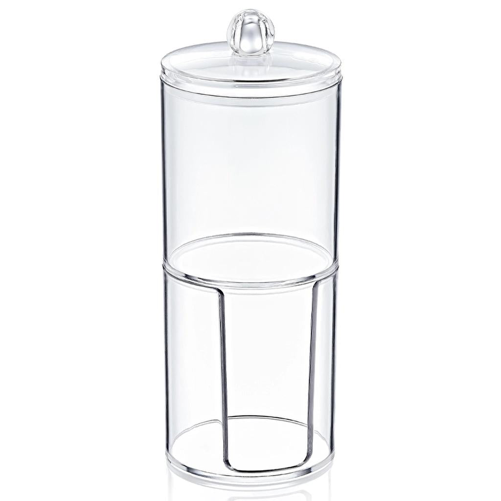 Eklips Two-Tier Cotton Pad Holder Clear Vanity Organizer