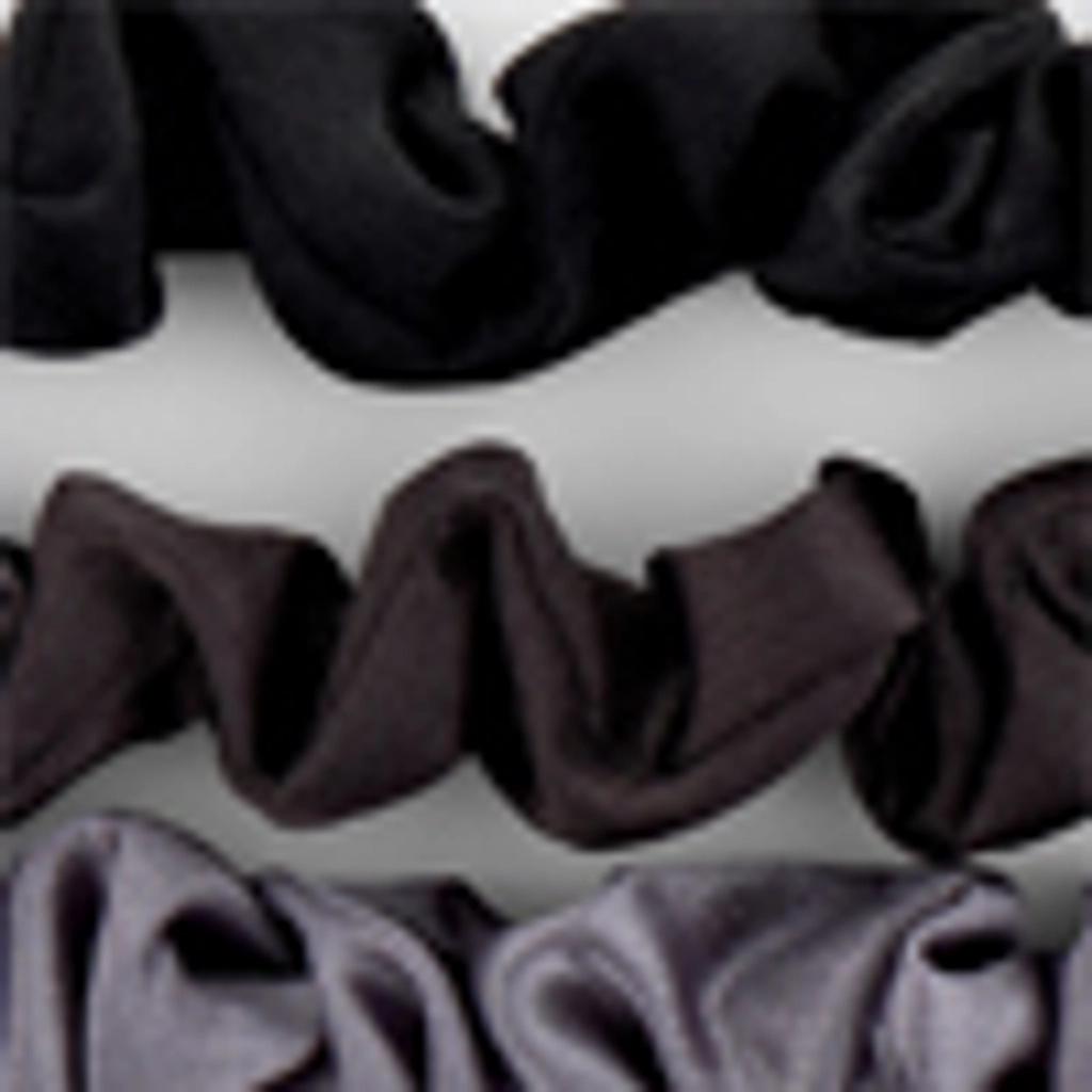 Eklips Satin Elastic Hair Ties Gentle Hold Black 3-Pack
