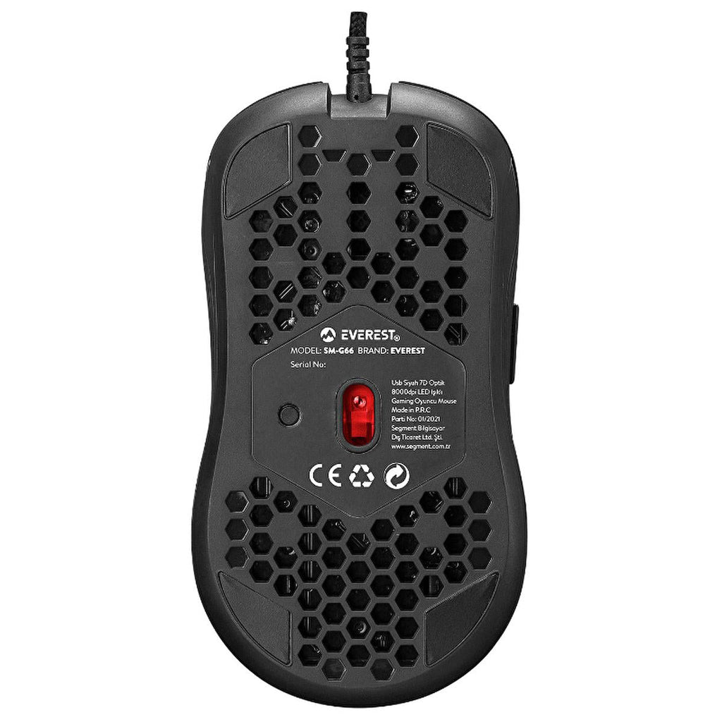 Everest SM-G66 X-HOLE 8000dpi LED Gaming Mouse - High Precision, 7 Programmable Buttons, RGB Lighting