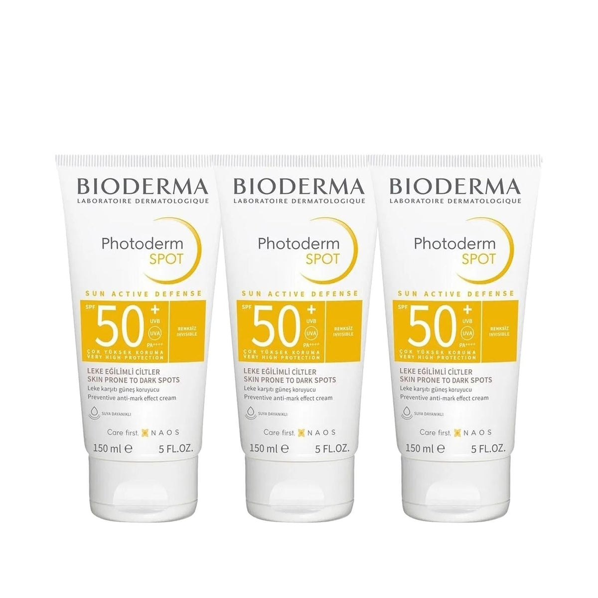 Bioderma Photoderm SPF50+ Anti-Dark Spot Sunscreen Cream: High Protection for Sensitive Skin (3x150ml)
