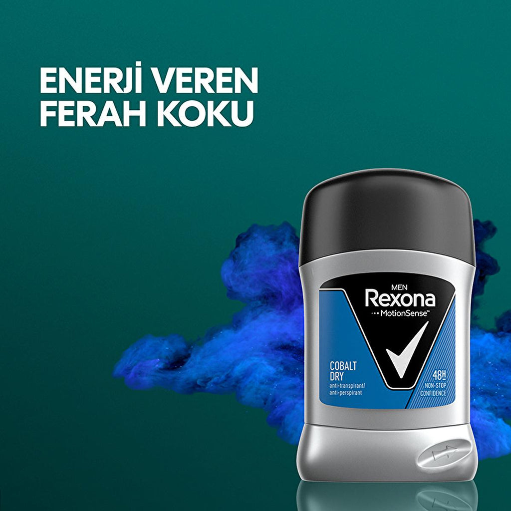 Rexona Men Cobalt Dry Antiperspirant Deodorant Stick - 48 Hour Protection, MotionSense Technology