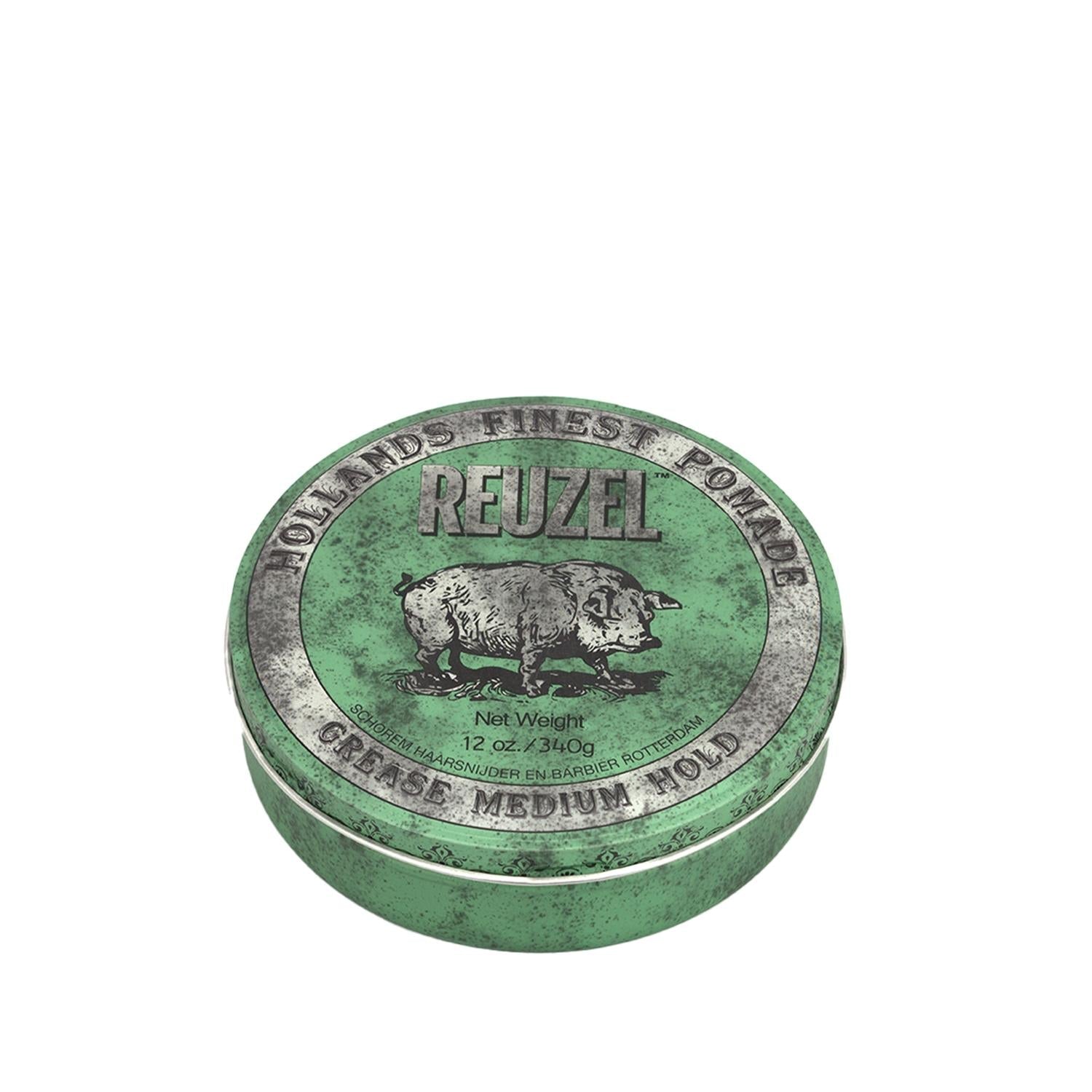 Reuzel Green Pomade Grease 340g - Strong Hold Hair Styling for Men