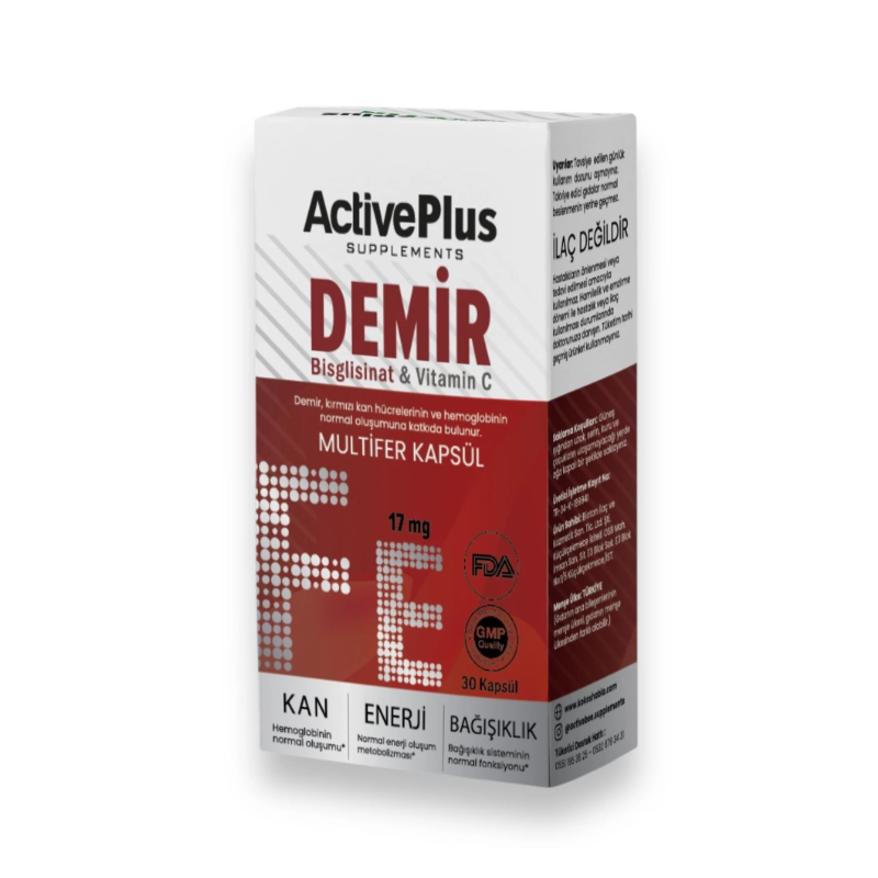 Active Plus Multifer Iron & Vitamin C Supplement - 30 Capsules