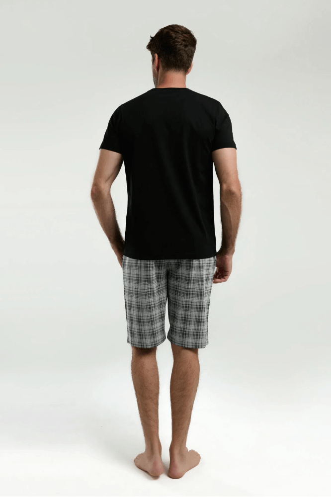 Arnetta Men's Loungewear Shorts Set Cozy Black 2-Piece