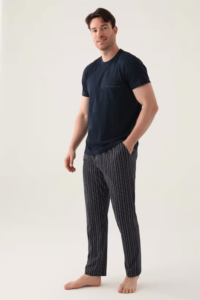 Arnetta AR3011 Men's Plus Size Pajama Set in Navy Blue