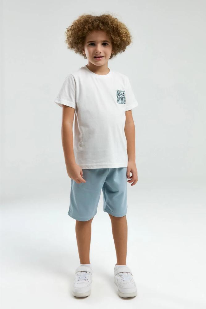 Arnetta Boys Bermuda Pyjama Set Soft White Loungewear
