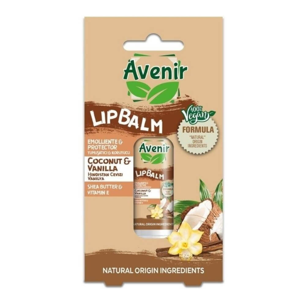 Avenir Vegan Coconut & Vanilla Lip Balm for Dry Lips 5.2g