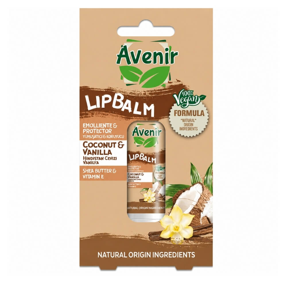 Avenir Vegan Coconut & Vanilla Lip Balm for Dry Lips 5.2g