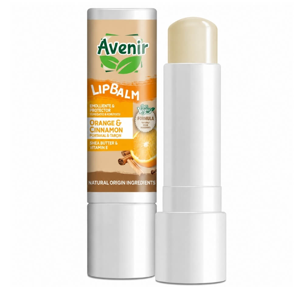 Avenir Vegan Orange & Cinnamon Lip Balm for Dry Lips 5.2g