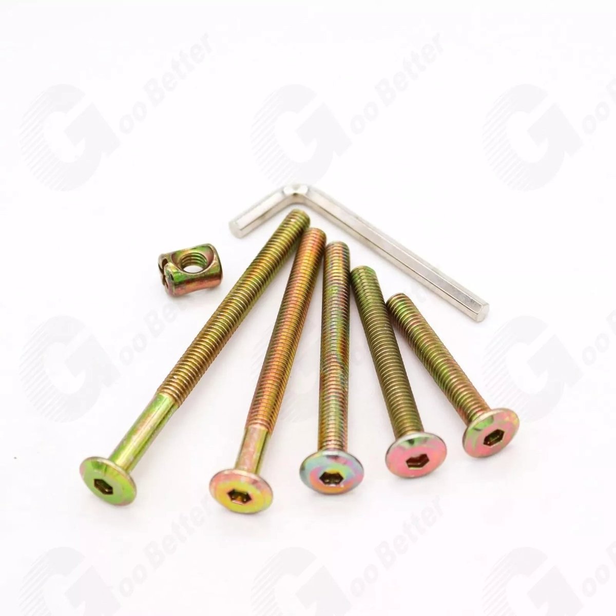 M6 Furniture Bolts & Barrel Nuts Kit 51-Piece – Hex Socket Screws with Allen Key for Bed Frames & Flat-Pack Furniture