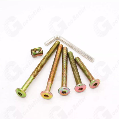 M6 Furniture Bolts & Barrel Nuts Kit 51-Piece – Hex Socket Screws with Allen Key for Bed Frames & Flat-Pack Furniture