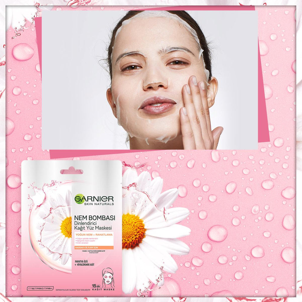 Garnier Chamomile Sheet Mask - Hydrating, Soothing & Relaxing Face Mask for Sensitive Skin