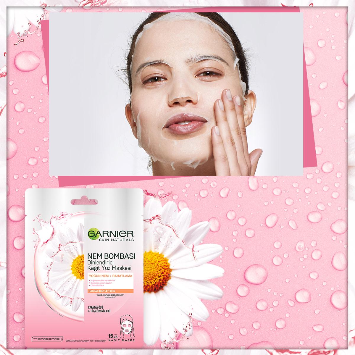 Garnier Chamomile Sheet Mask - Hydrating, Soothing & Relaxing Face Mask for Sensitive Skin