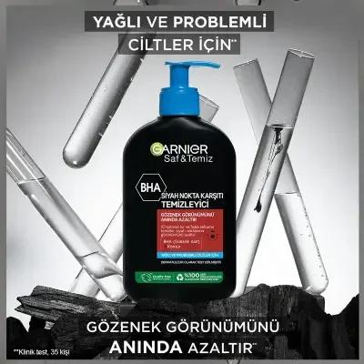 Garnier Charcoal Face Wash - 3-in-1 Blackhead Removal Facial Gel with Salicylic Acid, 8.45 fl oz