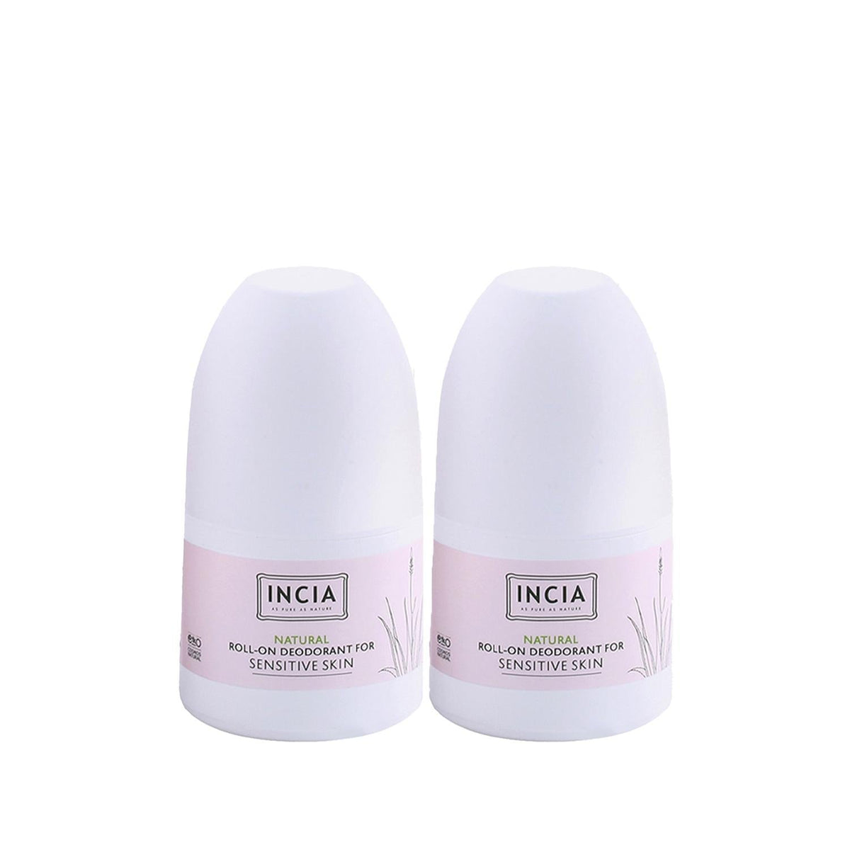 INCIA Natural Roll-On Deodorant for Sensitive Skin - 50ml, 2 Pack - Chemical-Free, Eco-Friendly