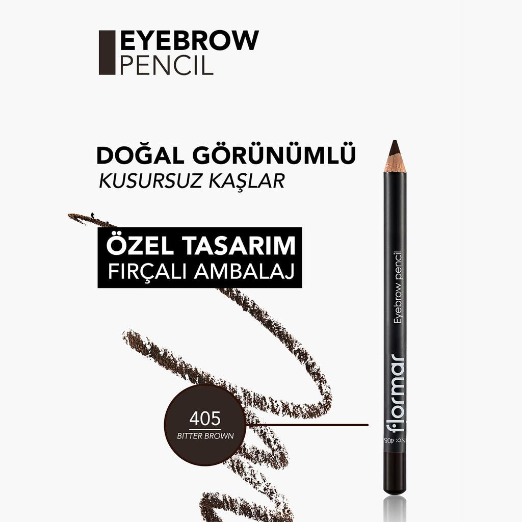 Flormar Eyebrow Pencil with Blending Brush 405 Bitter Brown