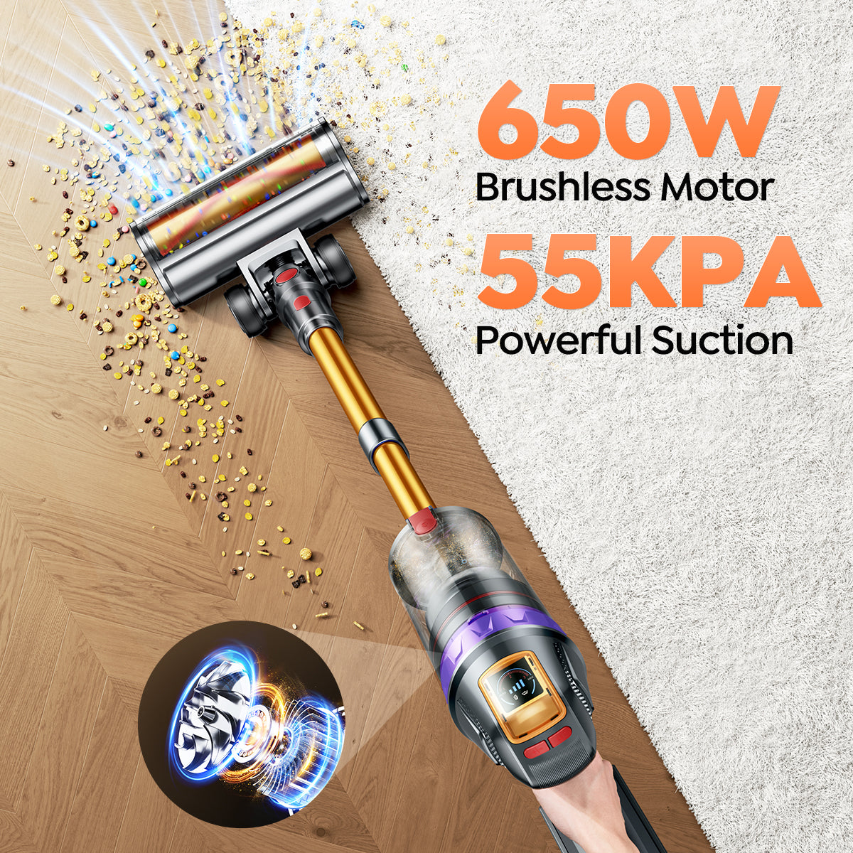Buture VC90 Cordless Stick Vacuum Cleaner | 650W 55KPA