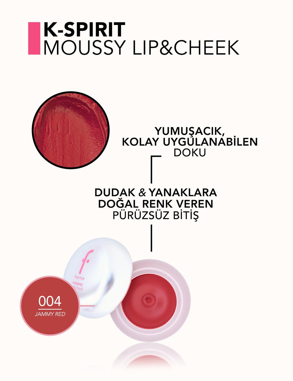 Flormar K-Spirit Moussy Lip & Cheek Velvet Tint