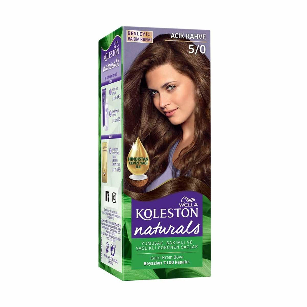 Wella Koleston Naturals Light Brown Hair Dye: Gray Coverage, Coconut Oil, & Long-Lasting Color
