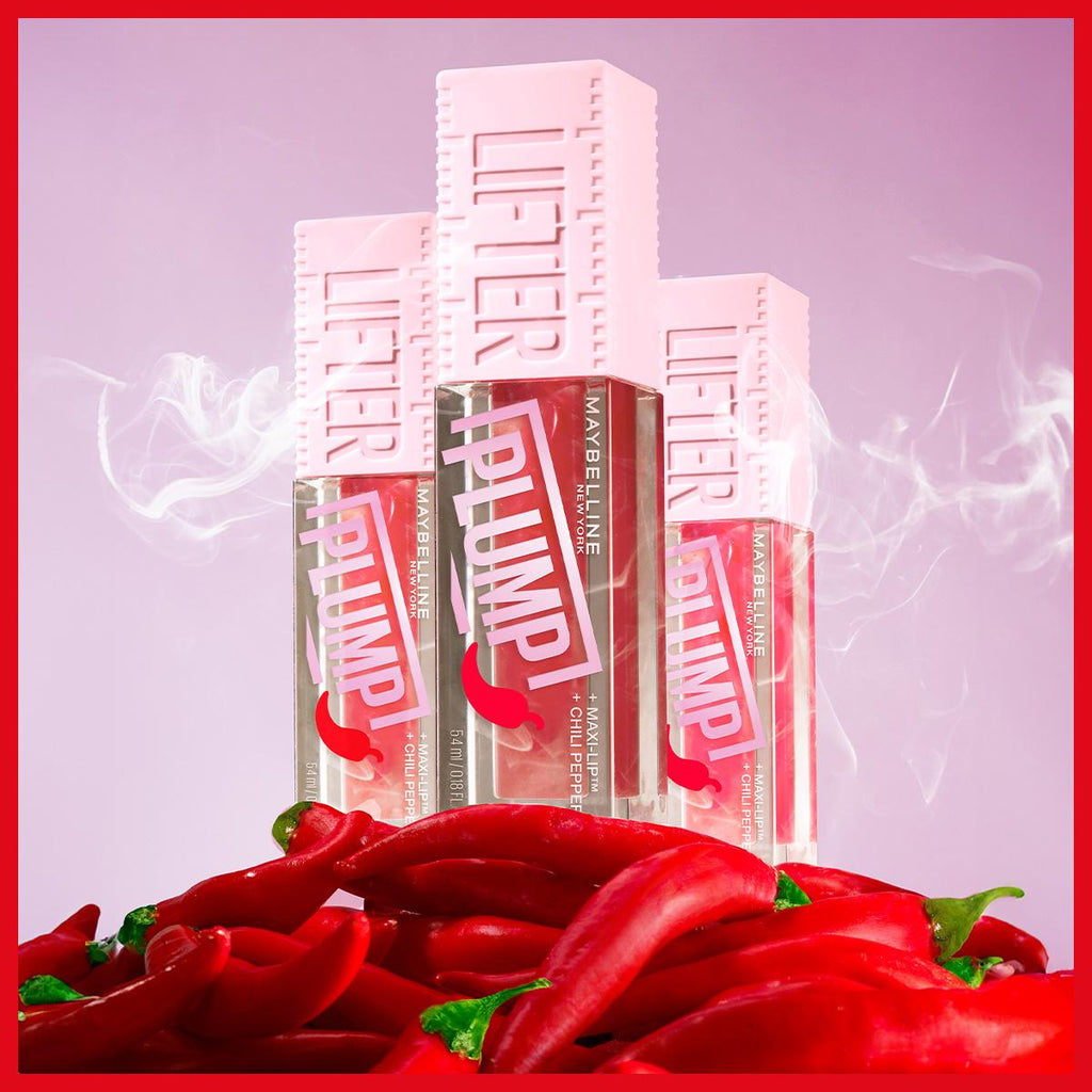 Maybelline New York Lifter Plump Lip Gloss 006 Hot Chili - Instantly Plumps Lips, Long-Lasting Effect, Non-Sticky