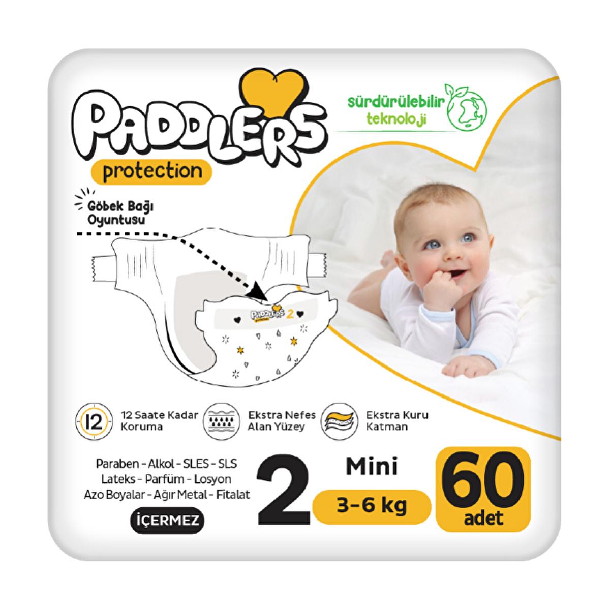 Paddlers Protection Eco-Friendly Baby Diapers Size 2 (3-6 Kg) - Soft, Absorbent, and Sustainable Newborn Diapers